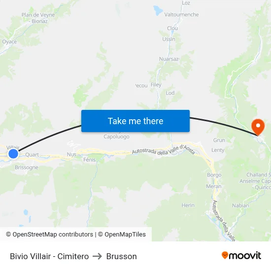 Villair Junction - Cemetery to Brusson map