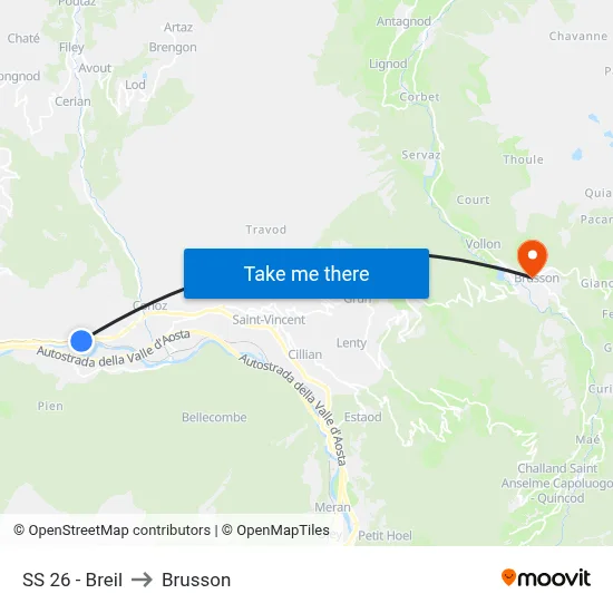 Highway 26 - Breil to Brusson map