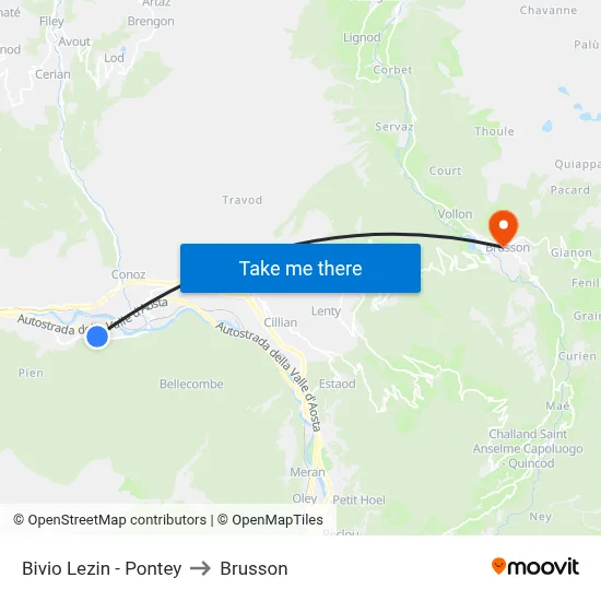 Lezin Junction - Pontey to Brusson map
