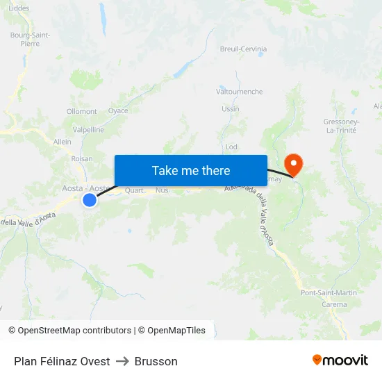 Plan Félinaz West to Brusson map