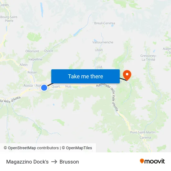 Dock's Warehouse to Brusson map