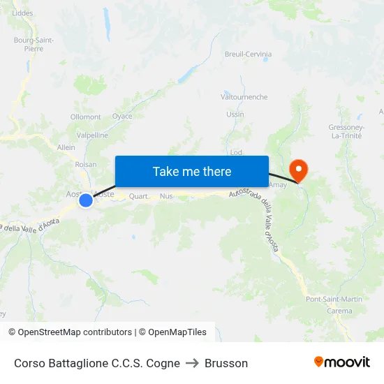 Battaglione C.C.S. Cogne Avenue to Brusson map