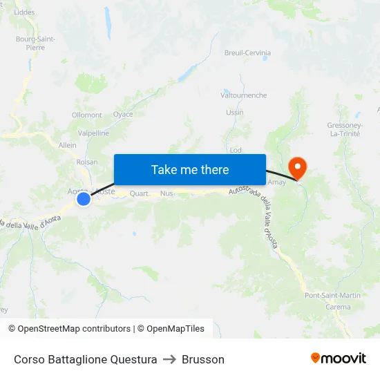 Battaglione Course Police Station to Brusson map