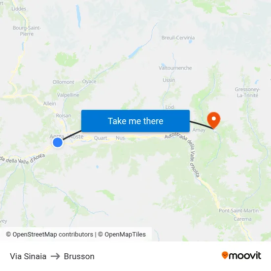 Sinaia Street to Brusson map