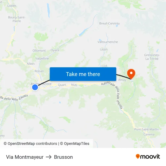 Montmayeur Street to Brusson map