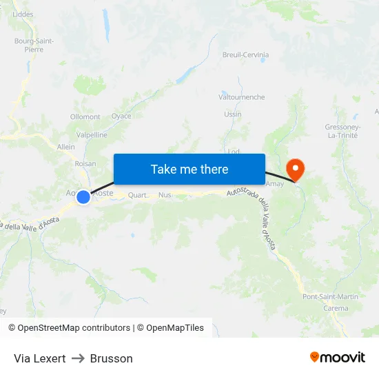 Lexert Street to Brusson map