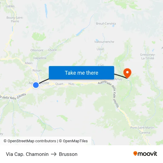 Captain Chamonin Street to Brusson map