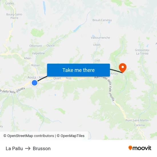 La Pallu to Brusson map