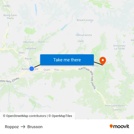 Roppoz to Brusson map