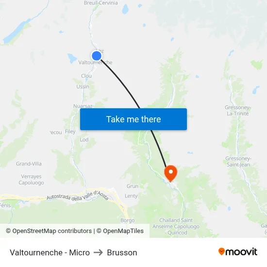 Valtournenche - Micro to Brusson map