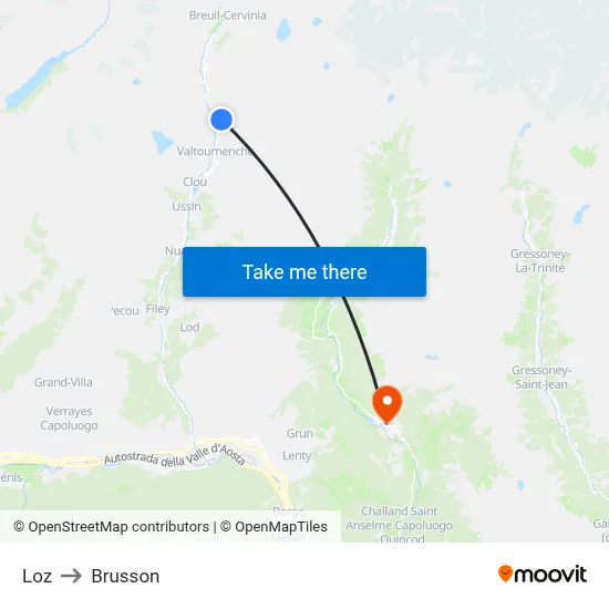 Loz to Brusson map