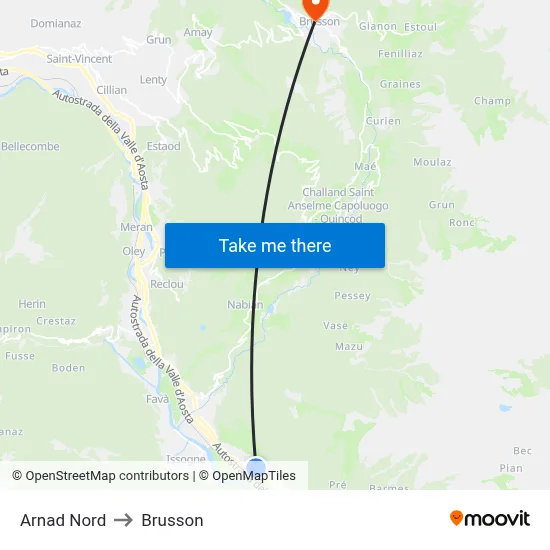 Arnad North to Brusson map