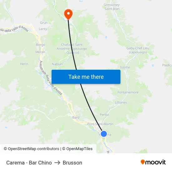 Carema - Bar Chino to Brusson map