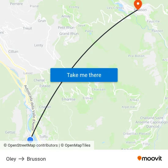 Oley to Brusson map