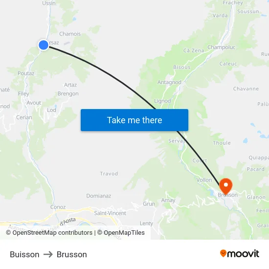 Buisson to Brusson map