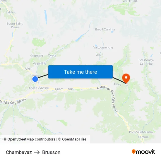 Chambavaz to Brusson map