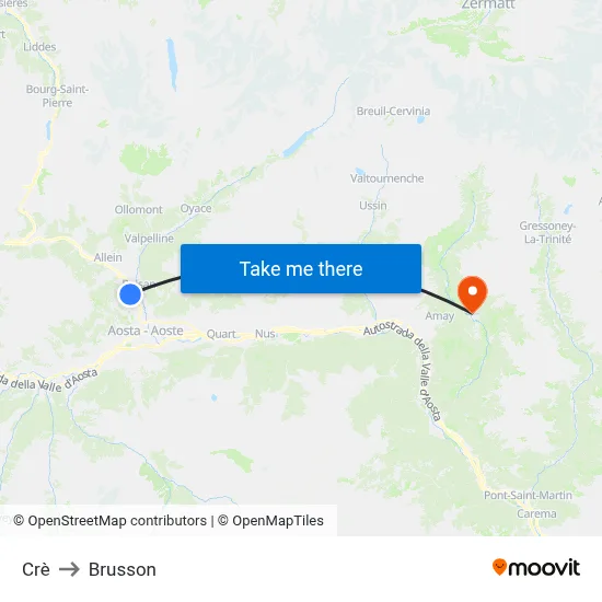 Crè to Brusson map