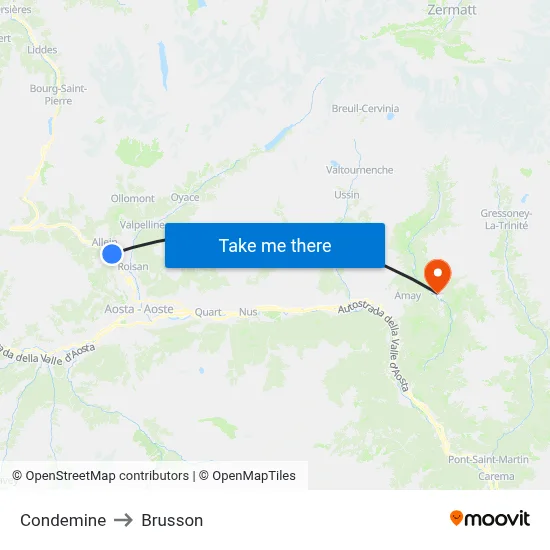 Condemine to Brusson map
