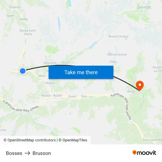Bosses to Brusson map