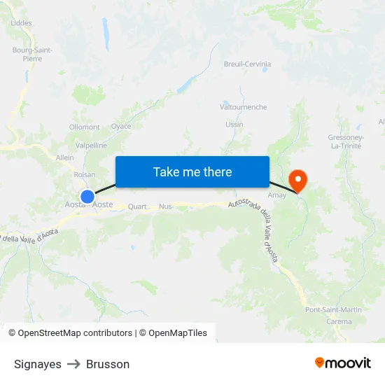 Signayes to Brusson map