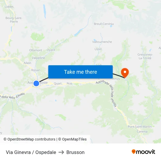 Geneva Street / Hospital to Brusson map