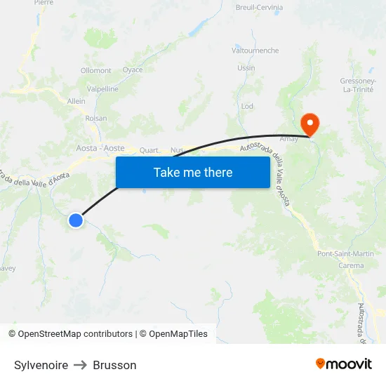 Sylvenoire to Brusson map