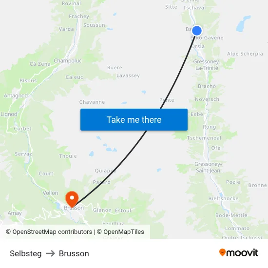 Selbsteg to Brusson map
