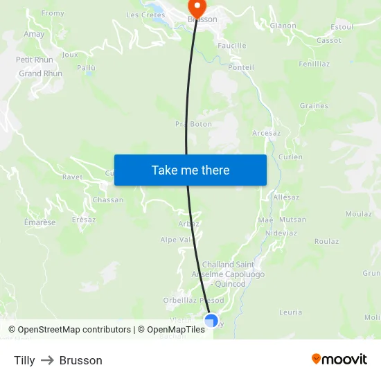 Tilly to Brusson map