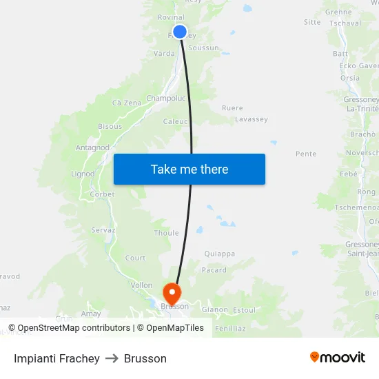 Frachey Facilities to Brusson map