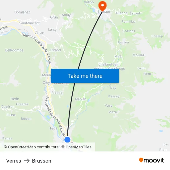 Verres to Brusson map