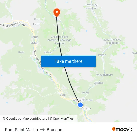 Pont-Saint-Martin to Brusson map
