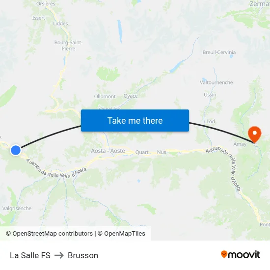 La Salle FS to Brusson map