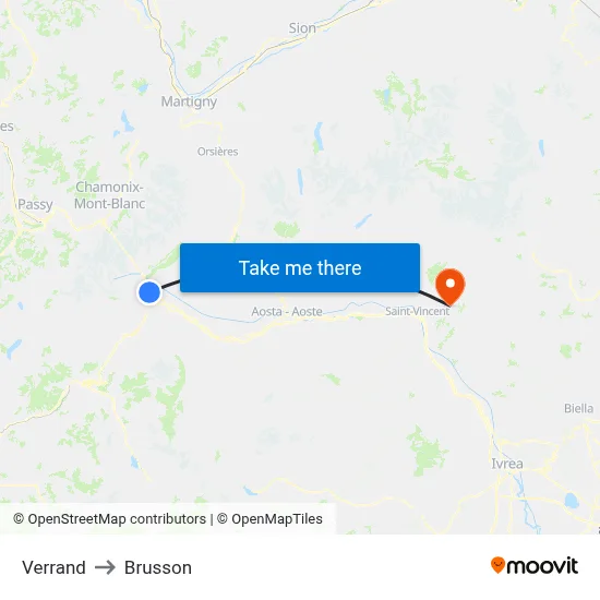 Verrand to Brusson map