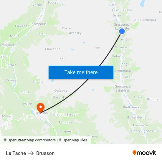 La Tache to Brusson map