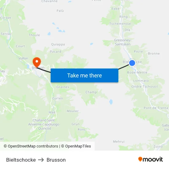 Bieltschocke to Brusson map