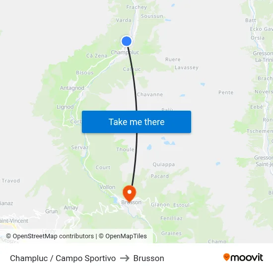 Champluc / Sports Field to Brusson map