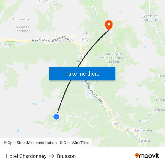 Hotel Chardonney to Brusson map
