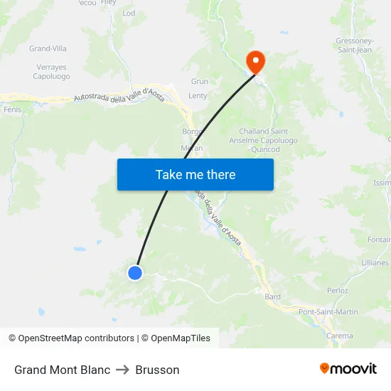 Grand Mont Blanc to Brusson map