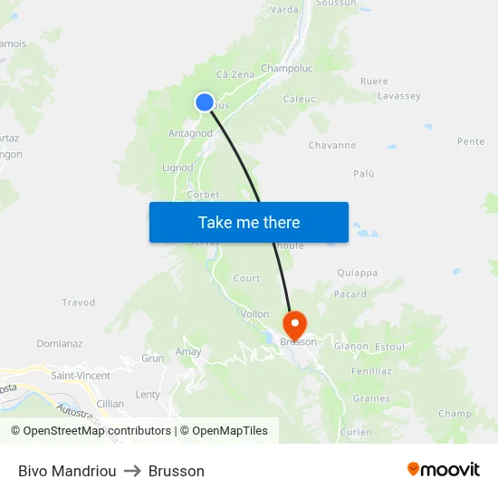 Mandriou Junction to Brusson map