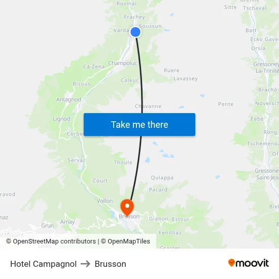 Hotel Campagnol to Brusson map