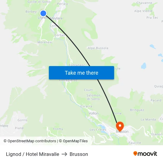 Lignod / Hotel Miravalle to Brusson map