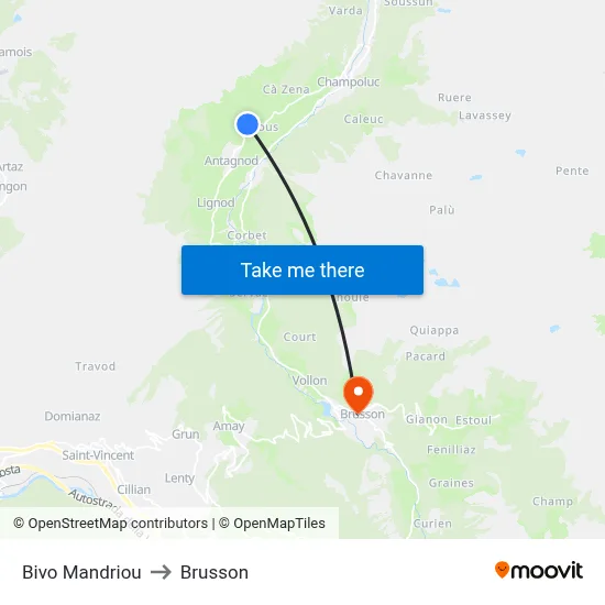 Mandriou Junction to Brusson map