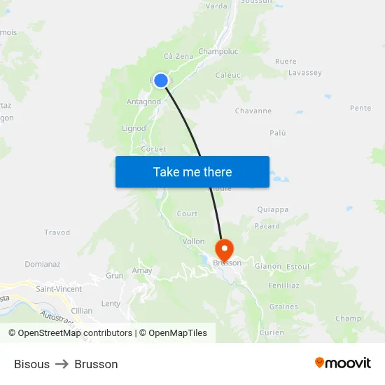 Bisous to Brusson map