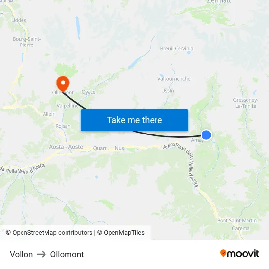 Vollon to Ollomont map