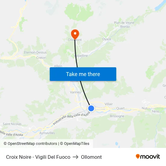 Croix Noire - Fire Station to Ollomont map