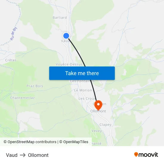 Vaud to Ollomont map
