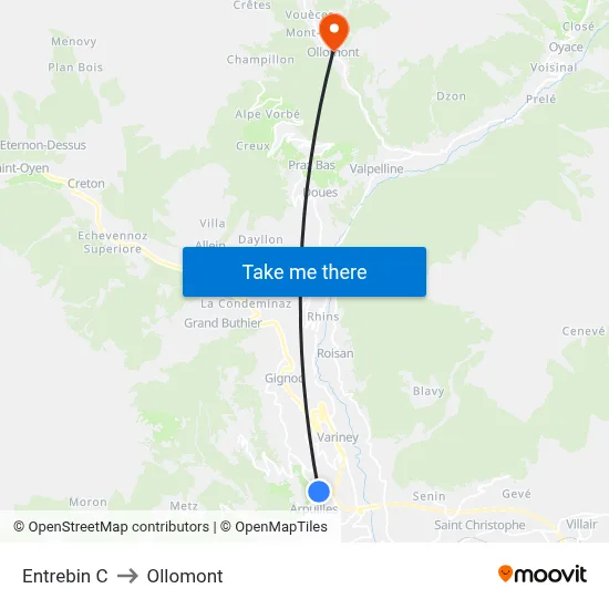 Entrebin C to Ollomont map