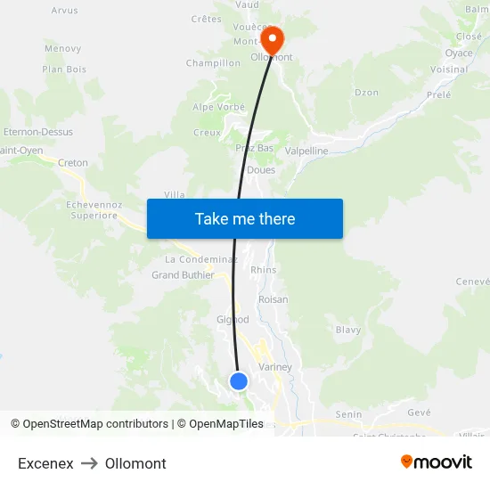 Excenex to Ollomont map