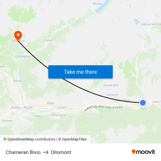 Chameran Bivio to Ollomont map