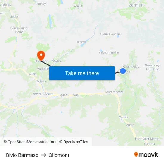 Bivio Barmasc to Ollomont map